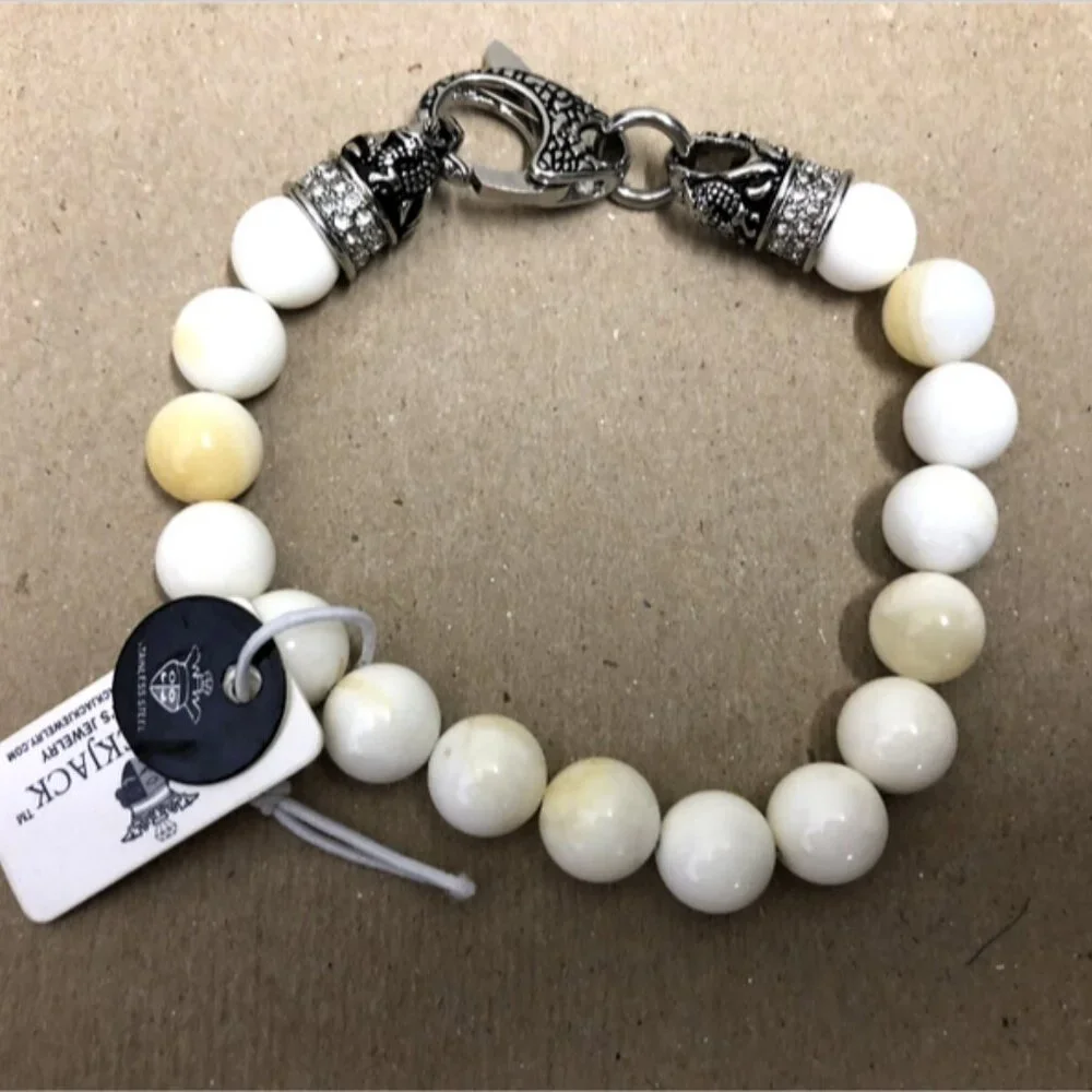 Blackjack Genuine Tridacna Shell Stone Bracelet